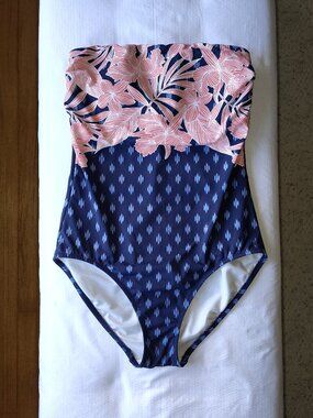 Lands End Bandeau Swimsuit 8 Long Tall
